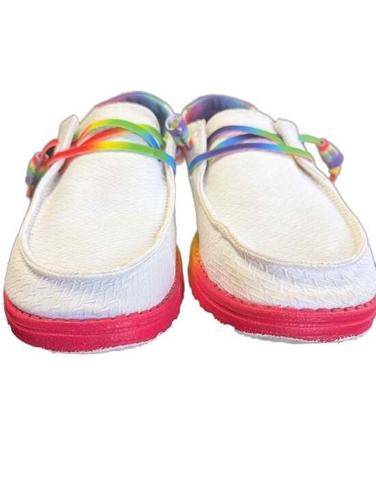Hey Dude Wendy Pride Rainbow Casual Shoes Slip Ons. Read - Picture 7 of 7